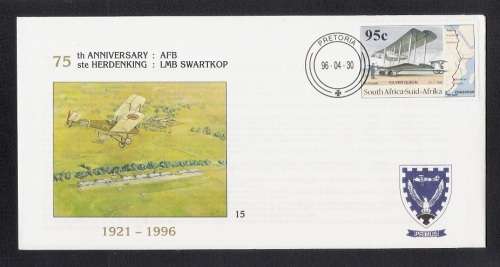 SAAF AFB SWARTKOP 75th ANNIVERSARY (1921 - 1996) commemorative tie & cover!