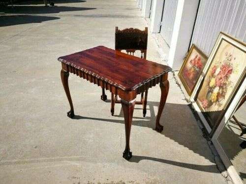 Small Versatile Marvelous Solid Imbuia, Ball and Claw Table / Kitchen / Dining / Entrance