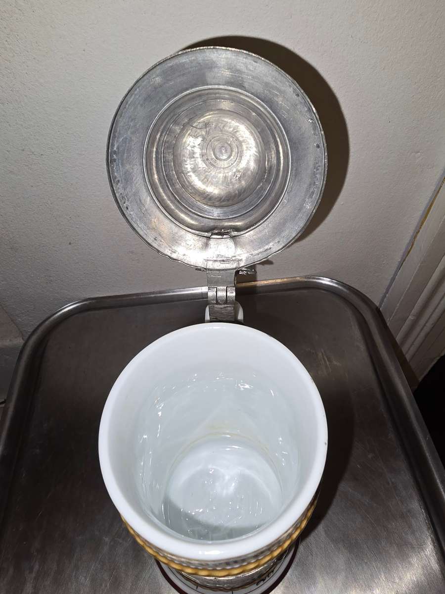 Vintage German Soldier Beer Stein with Eagle and Coat of Arms