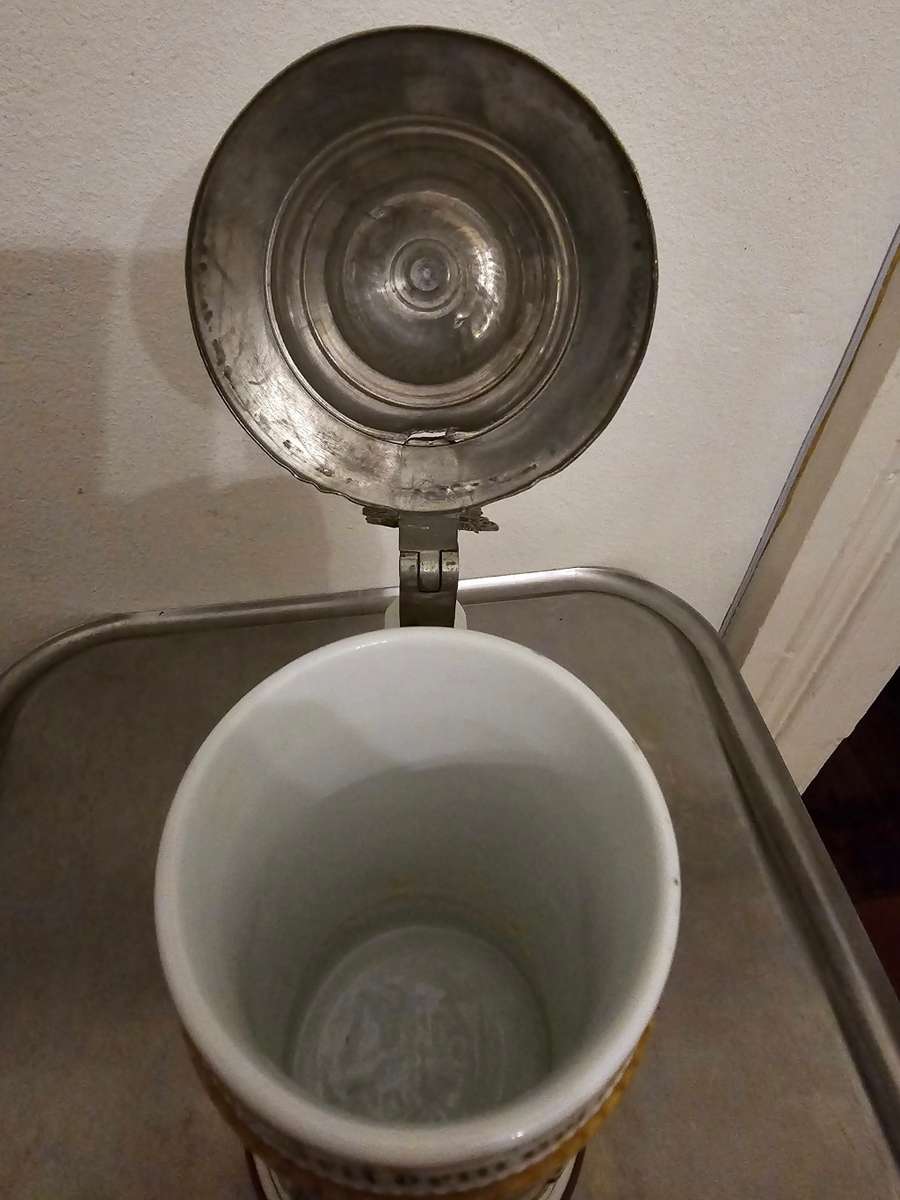 Vintage German Soldier Beer Stein with Eagle and Coat of Arms