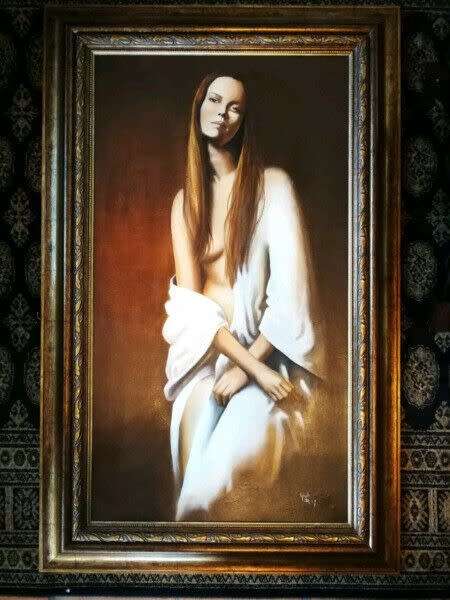 Large Framed Oil Painting of a Woman in a Beautiful Gilt Frame. Signed Youth Roy.