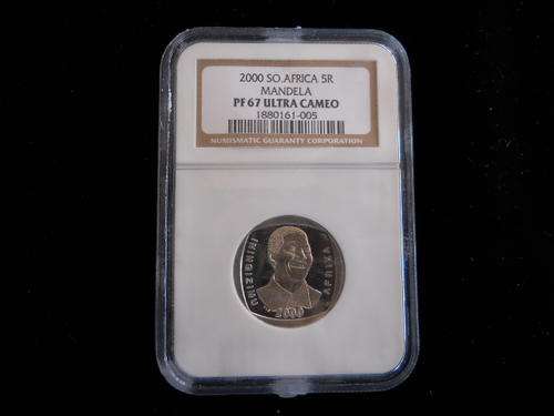 2000 SOUTH AFRICA 5R, MANDELA, PF67 ULTRA CAMEO, NGC GRADED
