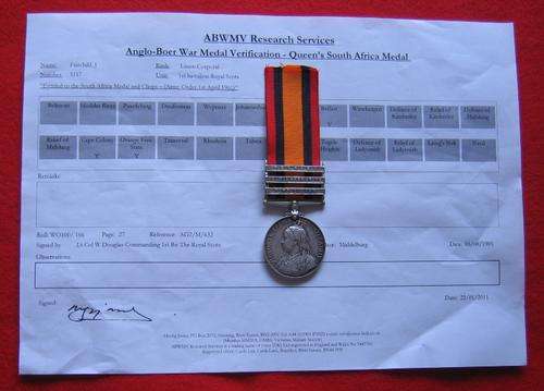 A THREE CLASP Q.S.A. TO A LANCE-CORPORAL IN THE ROYAL SCOTS