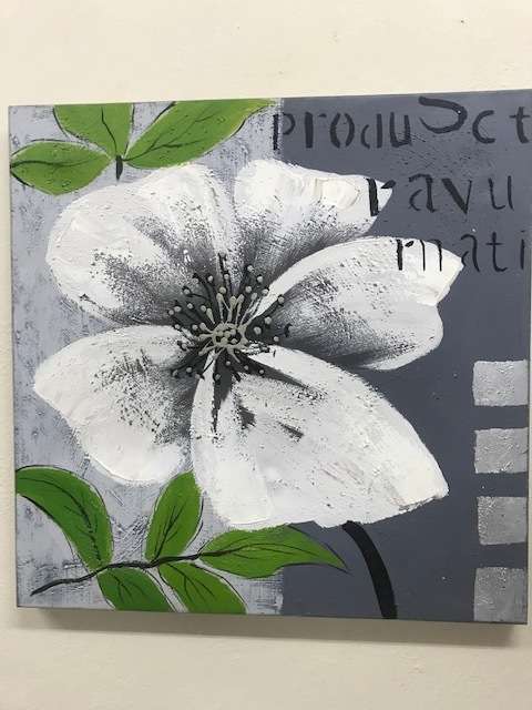 600 x 600 PAINTED CANVAS - TEXTURED FLOWER (#3)