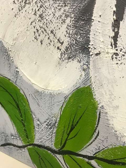 600 x 600 PAINTED CANVAS - TEXTURED FLOWER (#3)