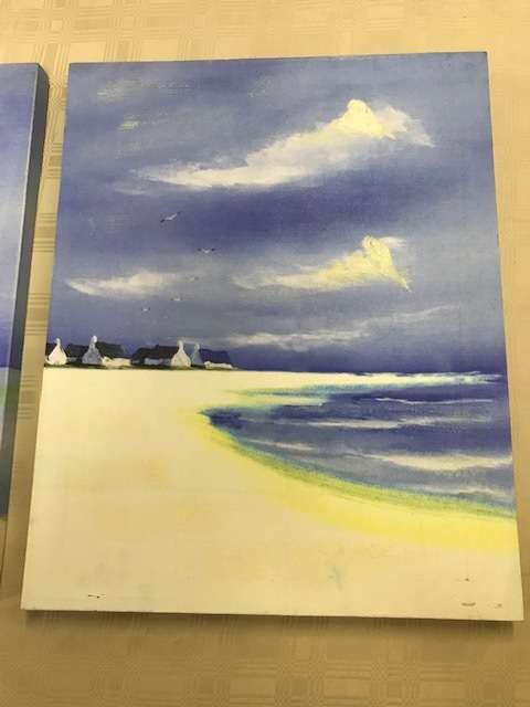 SET OF TWO 500 x 400 PRINTED CANVAS - BEACH SCENE