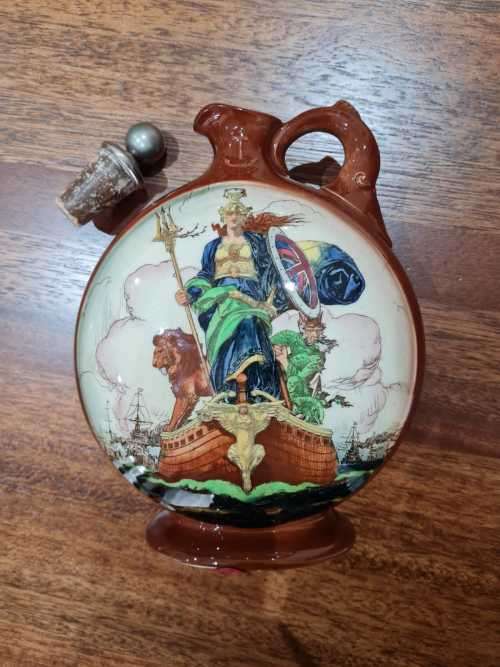 RARE -  Royal Doulton Kingsware Dewars Whisky Peace Circular Flask/Decanter No.181 Rd670019