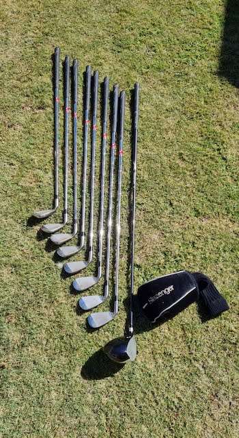 SLAZENGER FIRESTEEL 10 PIECE GOLF CLUB AND DRIVER SET - LIKE NEW