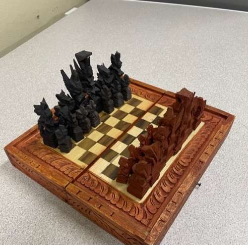 HAND CARVED WOODEN CHESS SET FROM THAILAND