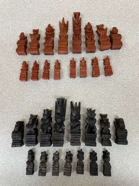 HAND CARVED WOODEN CHESS SET FROM THAILAND