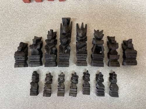 HAND CARVED WOODEN CHESS SET FROM THAILAND