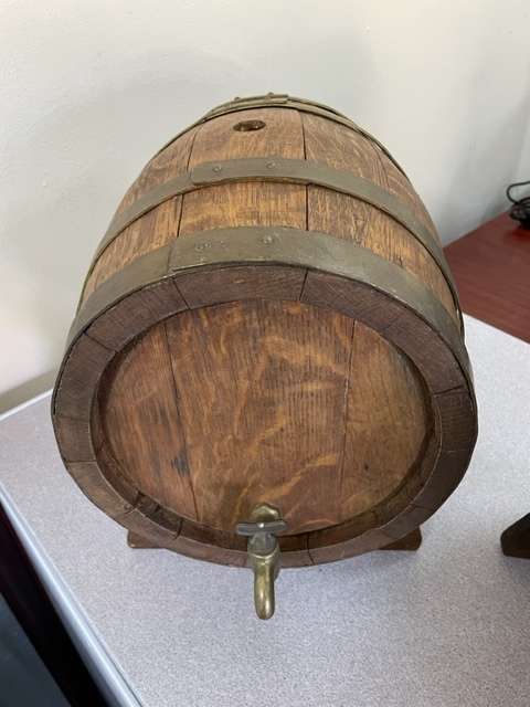 2 x large vintage SOLID OAK - HEAVY whiskey barrels