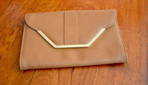vintage lady's clutch -tan