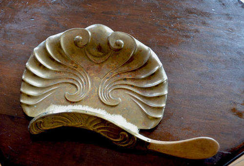 art nouveau style brass dustpan & brush