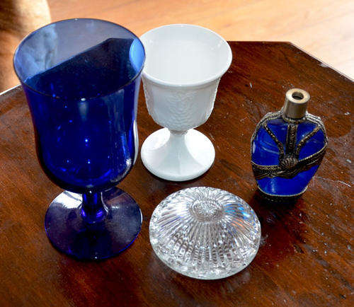 glass perfume bottle,vases & trinket bowl no chips or cracks