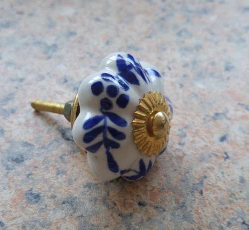 Door Knobs - Dark blue fern - Medium