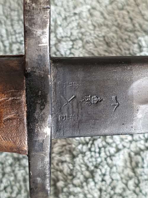 Antique British Pattern 1907 Sword Bayonet by Sanderson with Scabbard, made in April 1916