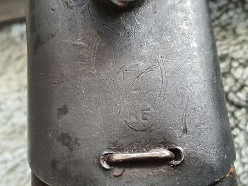 Antique British Pattern 1907 Sword Bayonet by Sanderson with Scabbard, made in April 1916