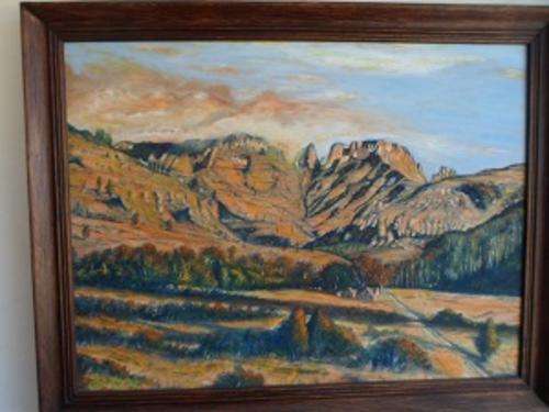 BEAUTIFUL LARGE JOHN BANDY LANDSCAPE WITH CAPE DUTCH HOMESTEAD