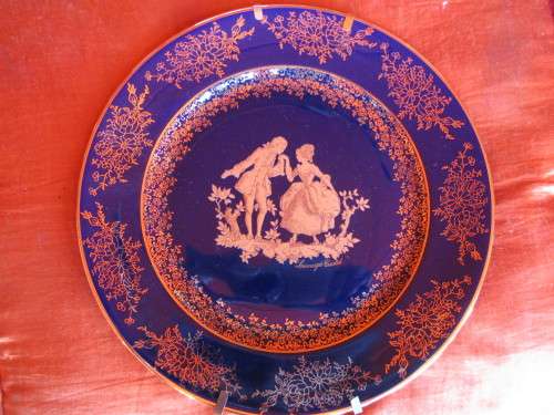 STUNNING LIMOGES BLUE AND GOLD PLATE