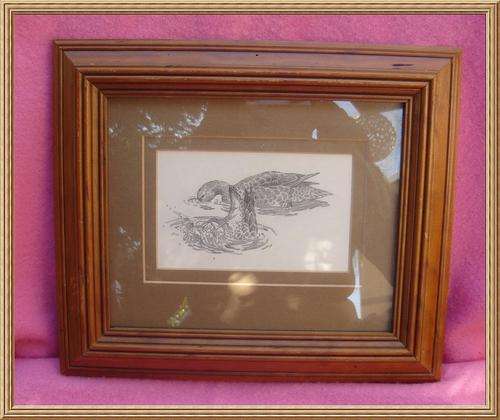 Vintage Solid Wood / Glass Frame with Ducks