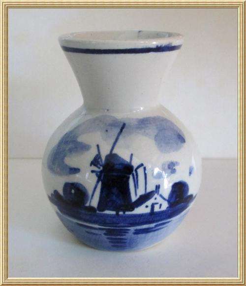 Delft Blue & White Windmill Vase from Blisful