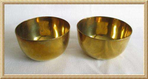 Solid Pair of Brass Bowls from Blisful