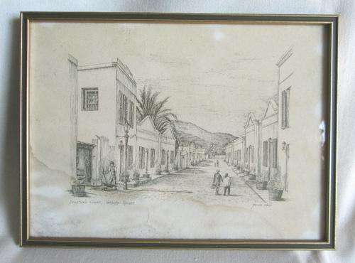 Vintage Glass Framed John Hall - Stretch's Court, Graaff Reinet from Blisful