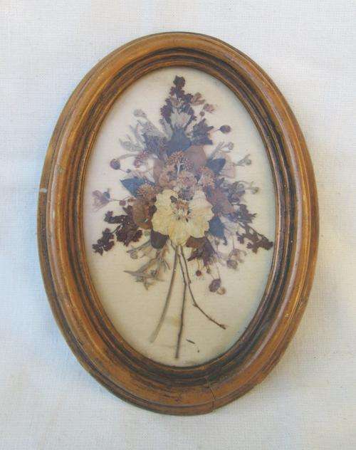 Vintage Oval Glass Framed Real Flowers from Blisful