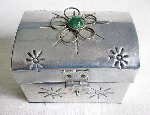 Metal Encased Wood Trinket Chest from Blisful
