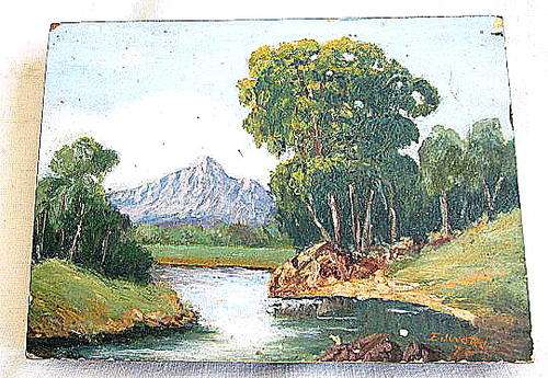 Vintage Orignal Scenic Painting signed Edward 76 from Blisful