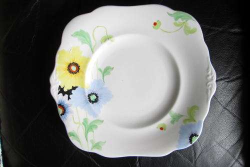 Vintage English Grafton Hand Painted Floral Poppy Cake Plate from Blisful