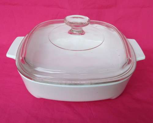 Vintage White Corning Ware Lidded Browning Dish/Casserole from Blisful