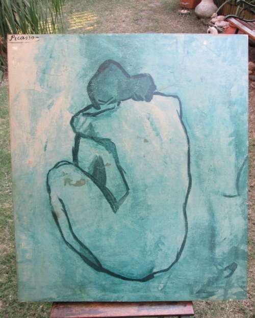 Vintage Large Picasso Nude of Assis Block Framed Print on Board from Blisful