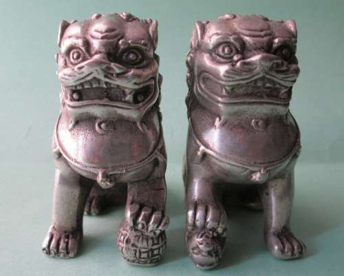 Vintage Oriental Silver Foo / Fu Dogs from Blisful