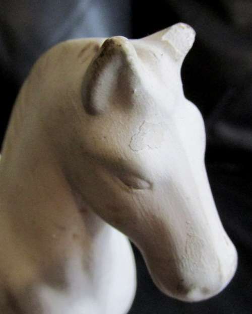 Vintage Bisque White Horse Whiskey Bar Statue from Blisful