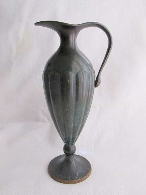 Vintage solid Bronze Judaica Oil Jug from Blisful