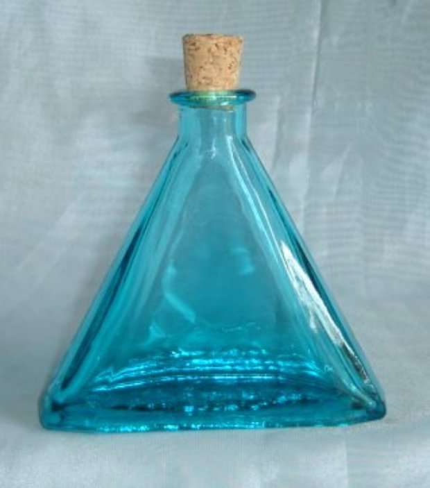 AQUAMARINE TRIANGULAR GLASS BOTTLE from BLISFUL