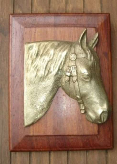 BRASS and WOOD HORSE WALL PLAQUE from BLISFUL