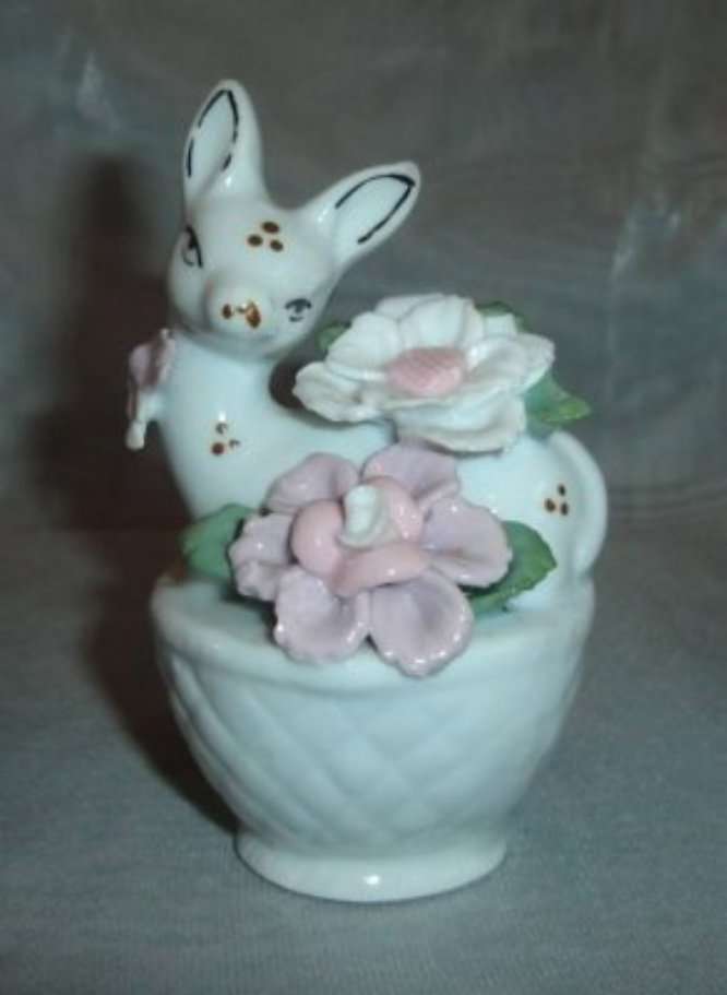 DOE with FLOWERS in BASKET from BLISFUL