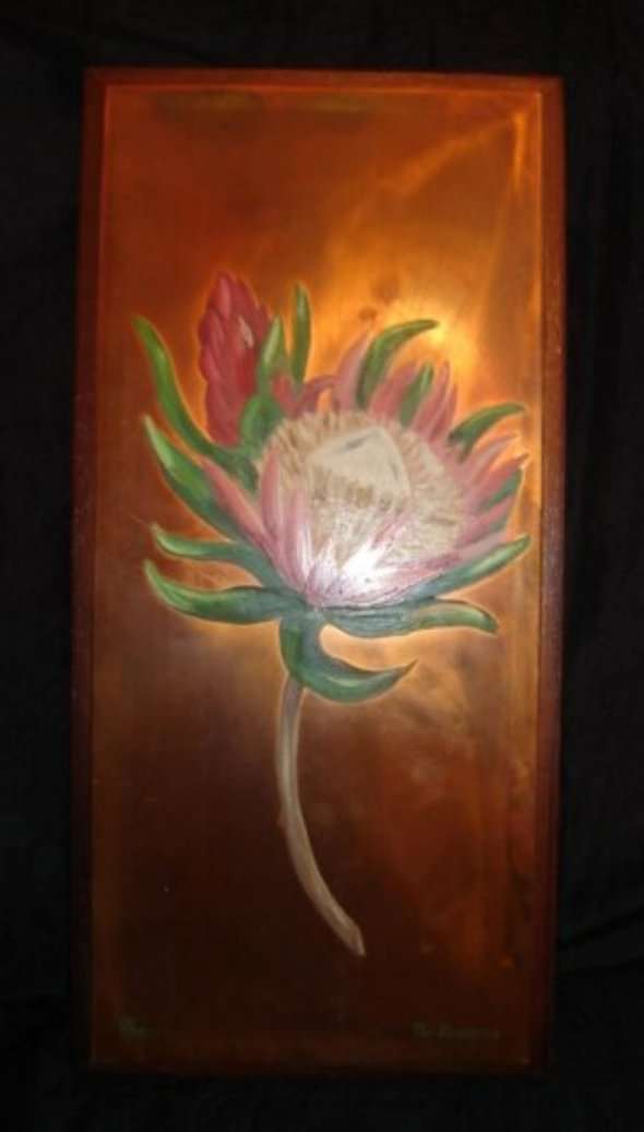 COPPER FRAMED " PROTEA " signed PAT HESKETH from BLISFUL