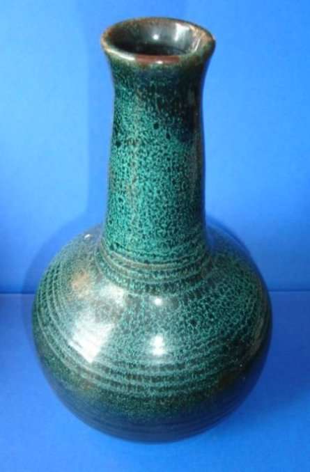GREEN HAND MADE POTTERY VASE from BLISFUL