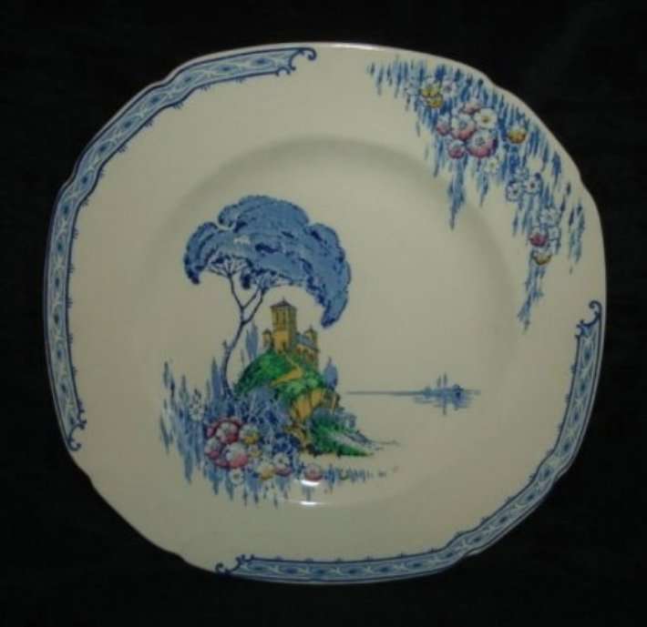 JOHN MADDOCK ROYAL IVORY CASTLE SCENE RACK PLATE from BLISFUL