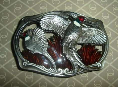 PEWTER " PARTRIDGE " USA BELT BUCKLE from BLISFUL