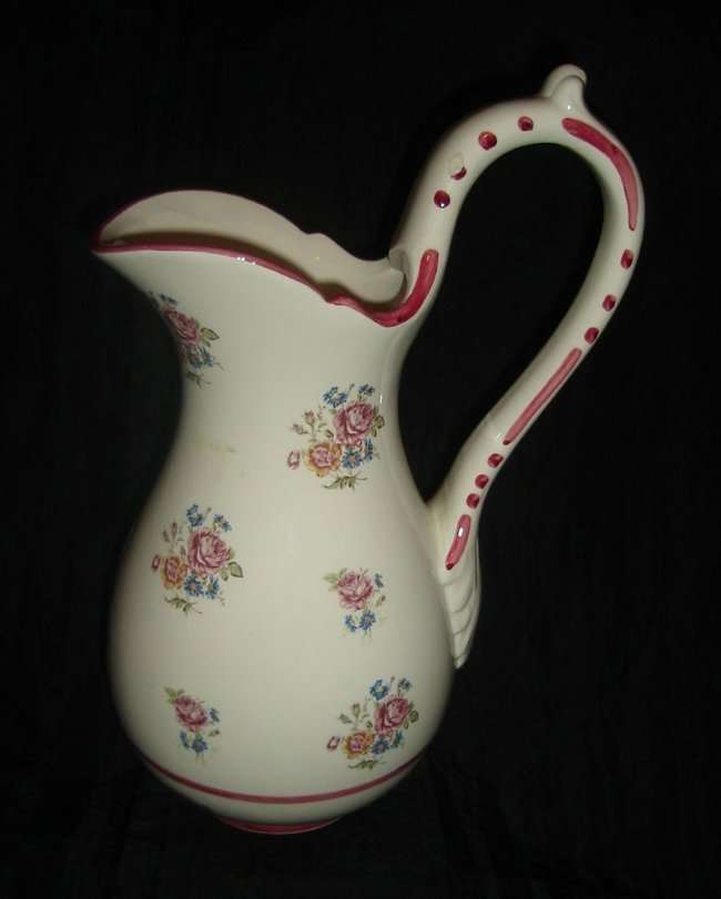 VINTAGE  CAPODIMONTE LARGE ROSE PATTERN PITCHER from BLISFUL