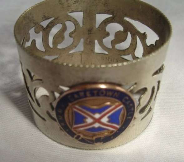 1937 - 1967 CRESTED R.M.S CAPE TOWN CASTLE NAPKIN RING from BLISFUL