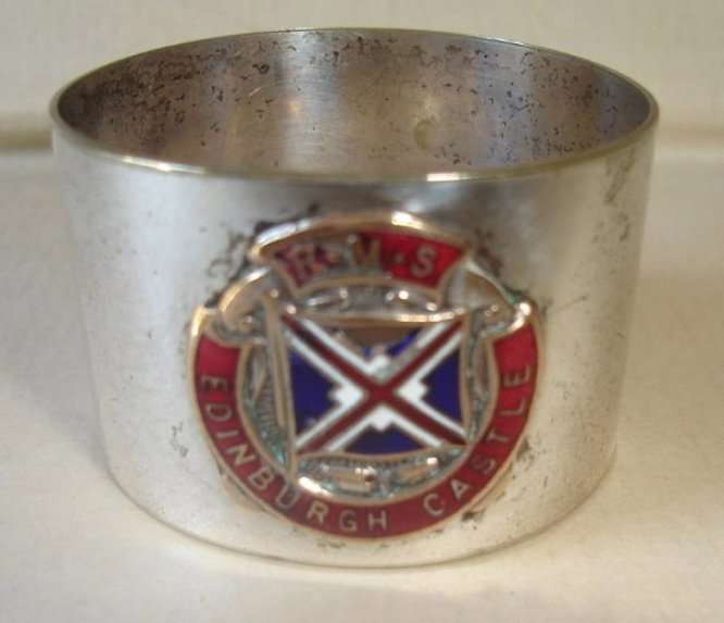 1910 - 1945 CRESTED  R.M.S.EDINBURGH CASLTE NAPKIN RING from BLISFUL