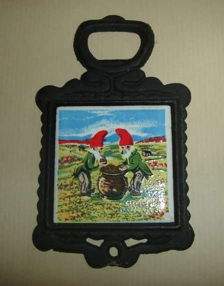 GNOMES TILE FRAMED IN CAST IRON from BLISFUL