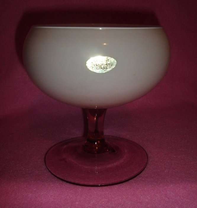 PINKISH MILK WHITE VENETIAN BOWL SHAPE STEM GLASS from BLISFUL