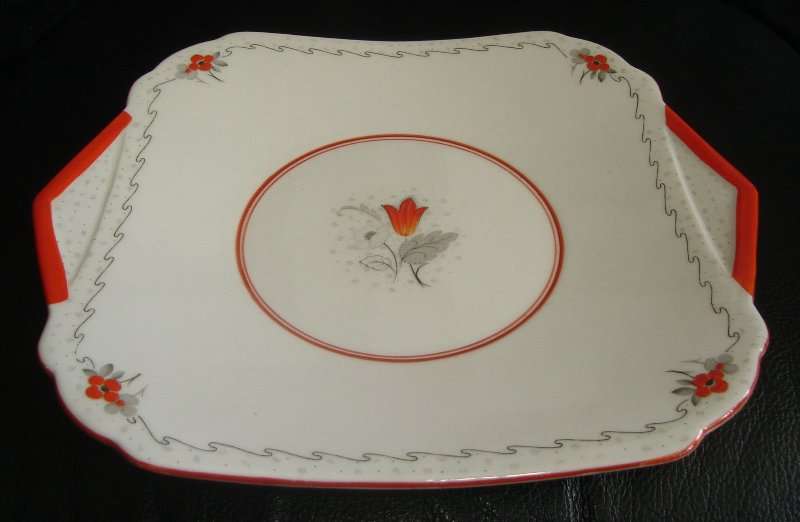 c1925 - 1945 SHELLEY ART DECO REGENT SHAPE CAKE PLATE from BLISFUL
